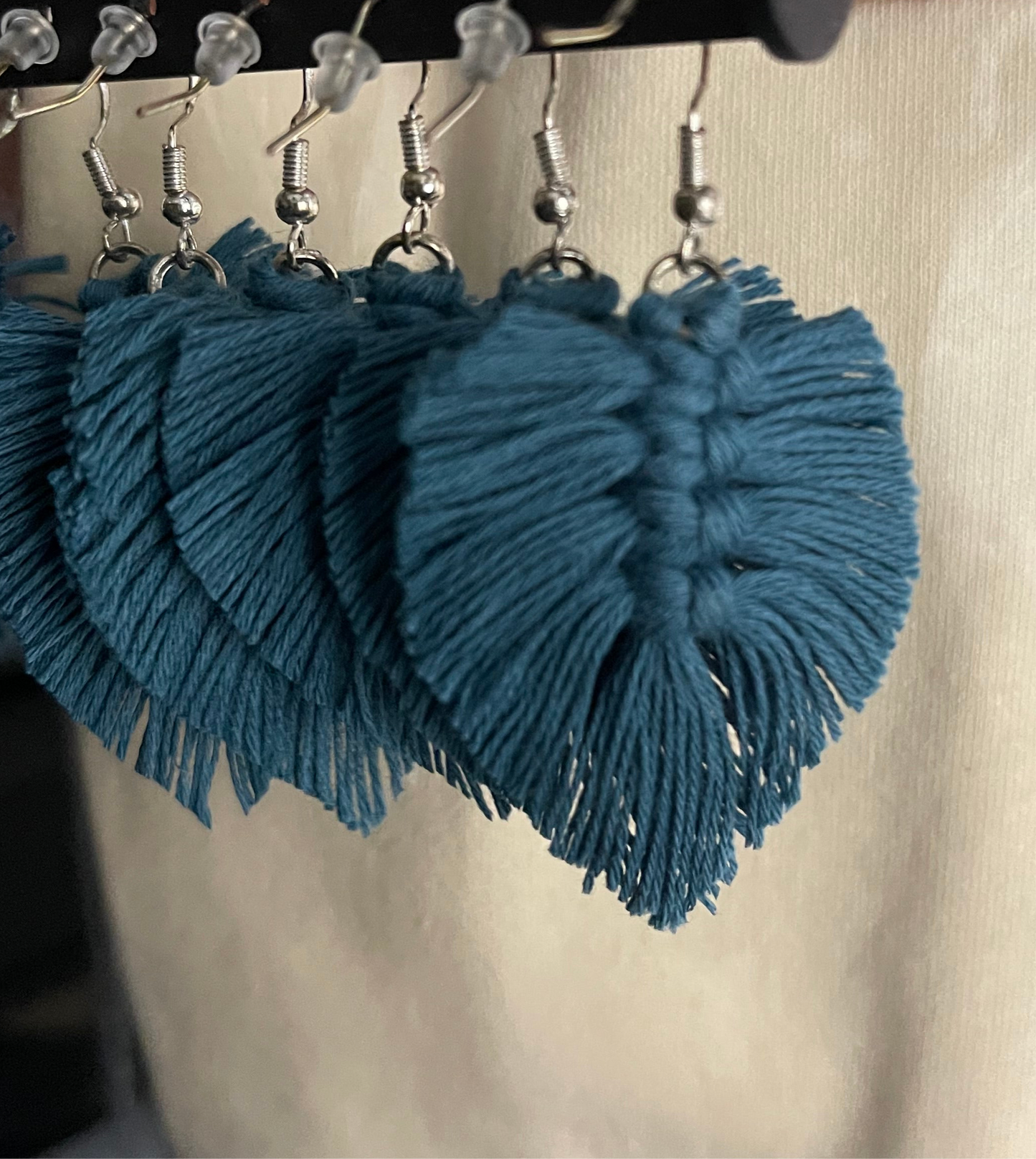 Macrame Leaf Earrings - Aegean