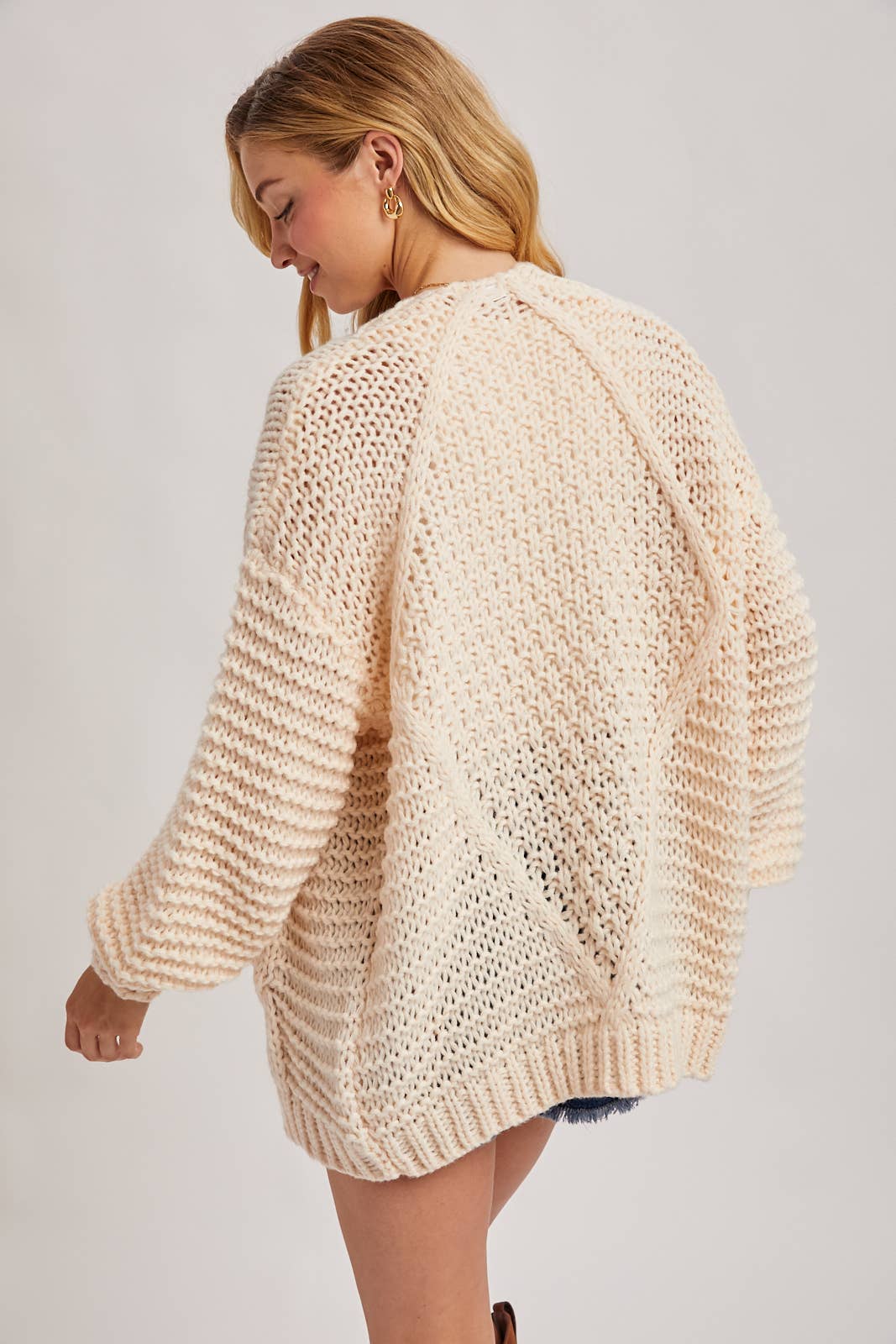 CABLE KNIT CARDIGAN - CREAM