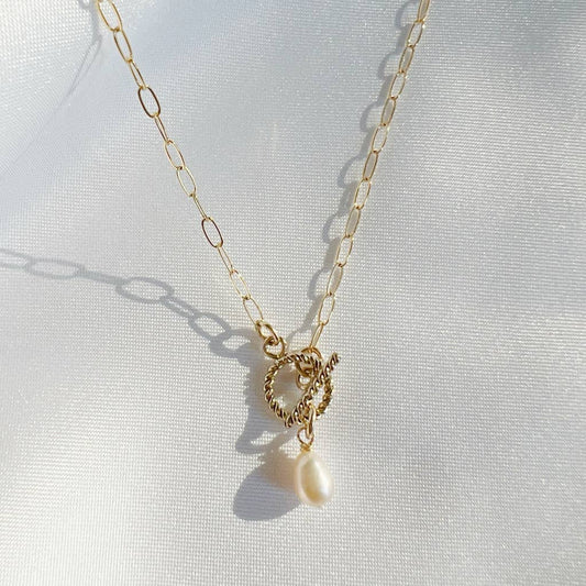 Pearl Toggle Gold Filled Necklace