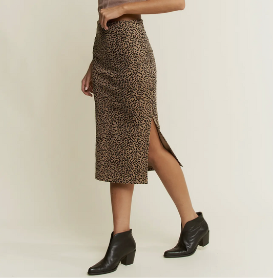 Leopard Midi Skirt - Latte