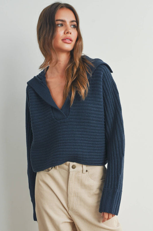 Collared Sweater - Navy